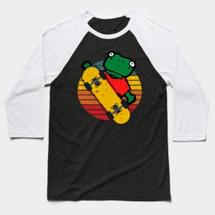 Retro frog on skateboard.Skateboarding gift Baseball T-Shirt